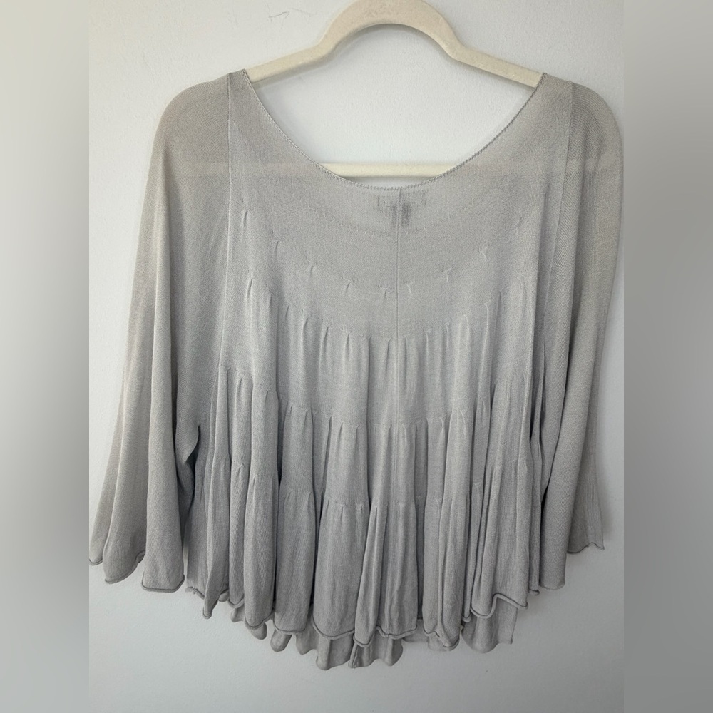 LINE Flowy Mesh Blouse – Grey – Size S – Elegant Draped Top - Picture 11 of 17
